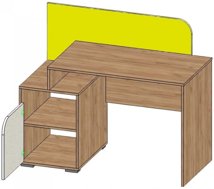 Дастин Стол письменный Дуб Крафт золотой / Белая Аляска / Желтый шафран