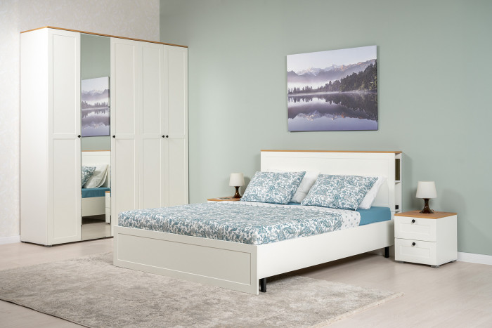 Остин 13.336.03 Шкаф для одежды(три двери, на средней есть зеркало), цвет белый шагрень/дуб крафт золотой, ШхГхВ 120х54,6х229,8 см., ун. сборка