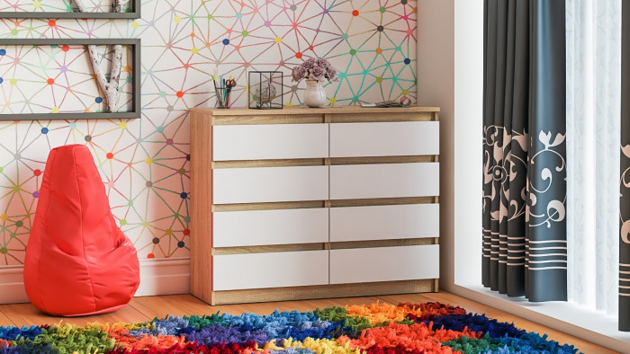 Мори Комод МК1200.8, дуб сонома/белый