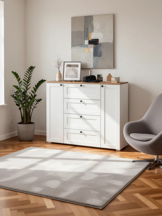 Остин 16.221 Комод, белый шагрень/дуб крафт золотой