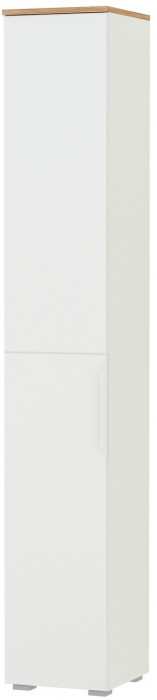 Октава 13.228 Шкаф-пенал, цвет белый шагрень/дуб крафт золотой/фасады МДФ белый шагрень, ШхГхВ 32,2х35,3х197,6 см., универсальная сборка