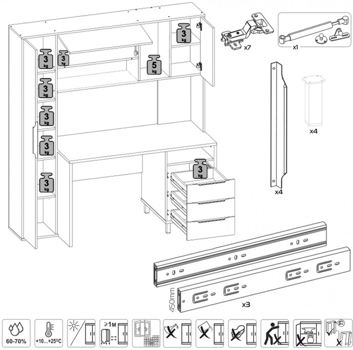 компьютерный стол Комфорт 12.95N, дуб сонома/тёмно-серый