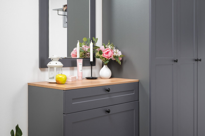 Остин Прихожая 59, серый графит/дуб крафт золотой