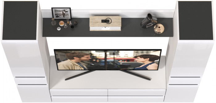 Сидней Комплектация № 052, корпус: белый/чёрный/фасады: МДФ белый глянец