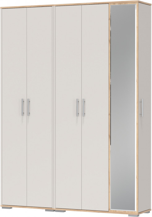 Прихожая Домино-мини + Шкаф для одежды Домино, цвет дуб крафт золотой/кашемир серый, ШхГхВ 148х36х202 см., универсальная сборка