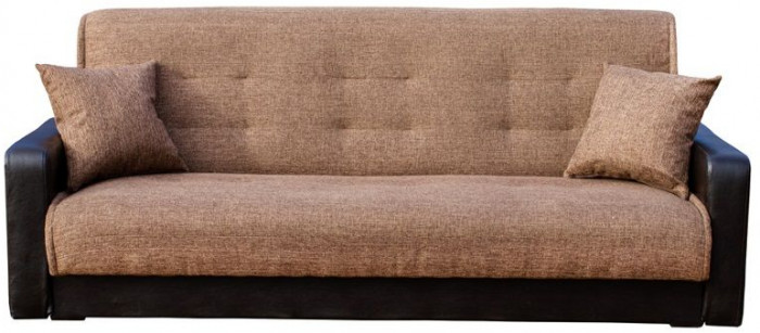 Раскладной диван-кровать, прямой, книжка, цвет коричневый экокожа/рогожка, Лондон 140х190