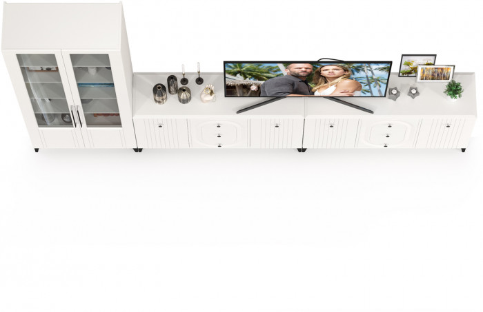 Валенсия Гостиная № 120, ЛДСП белый шагрень/МДФ белый шагрень