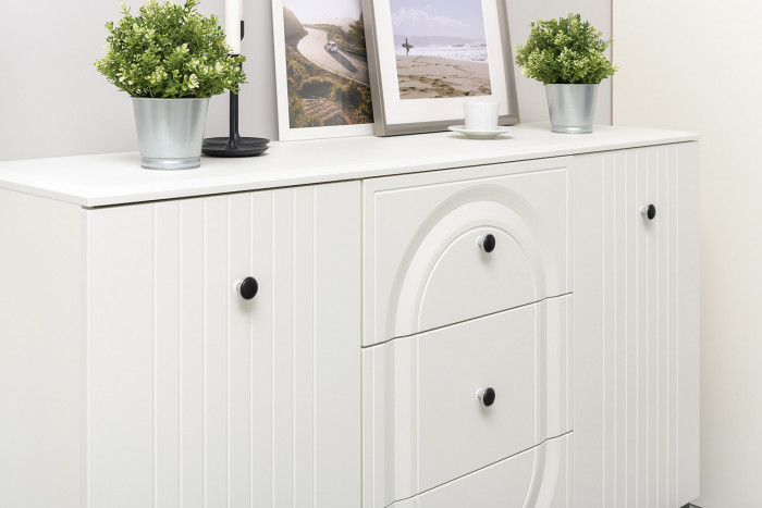 Валенсия Гостиная № 120, ЛДСП белый шагрень/МДФ белый шагрень