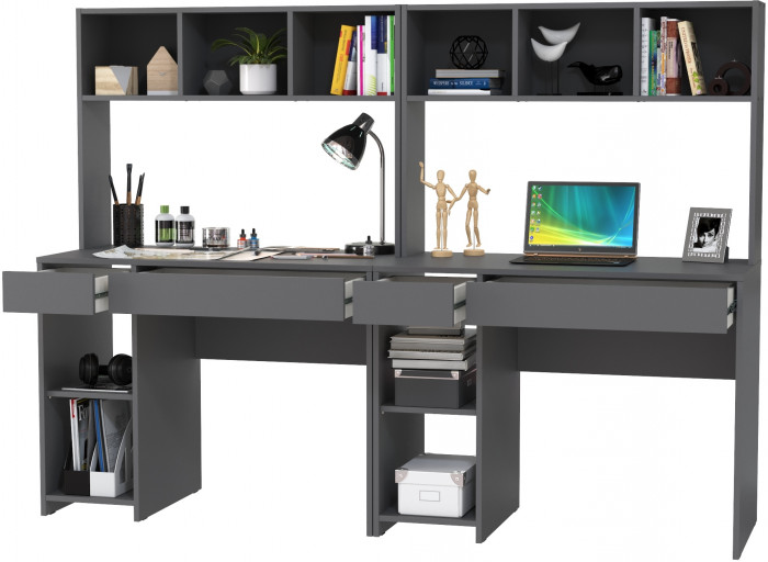 компьютерный стол Комфорт 12.77F + компьютерный стол Комфорт 12.77F, тёмно-серый