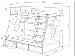 Дельта-20.01 Детская двухъярусная кровать с лестницей (Оранжевый, Дуб молочный)