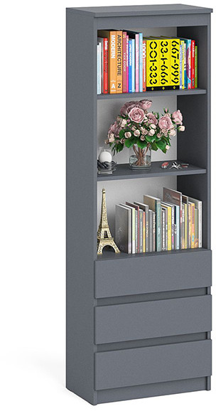 Мори Стеллаж МСТ600.3, цвет графит, ШхГхВ 60,4х35,4х179,6 см.