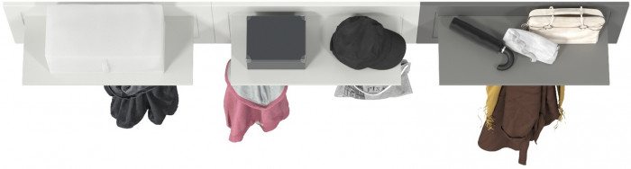 Остин 15.12 Вешалка + 15.12 Вешалка + 15.12 Вешалка, цвет белый шагрень/серый графит, ШхГхВ 239,1х29,6х39,7 см., универсальная сборка