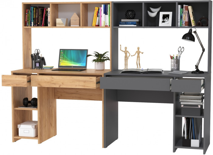 компьютерный стол Комфорт12.77F +компьютерный стол Комфорт 12.77F, дуб крафт золотой/тёмно-серый