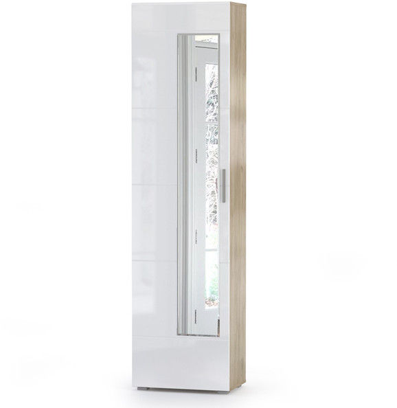 Лайн 08.122 Шкаф для одежды, дуб крафт серый/фасады МДФ белый глянец