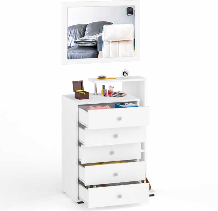 Камелия Комод + Зеркало, цвет белый, ШхГхВ 80х46,8х178 см., НЕ универсальная сборка