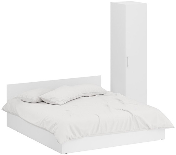 Кровать 1800 + Пенал Стандарт, цвет белый, ШхГхВ 183,5х203,5х70 + 45х52х200 см., сп.м. 1800х2000 мм., без матраса, основание есть