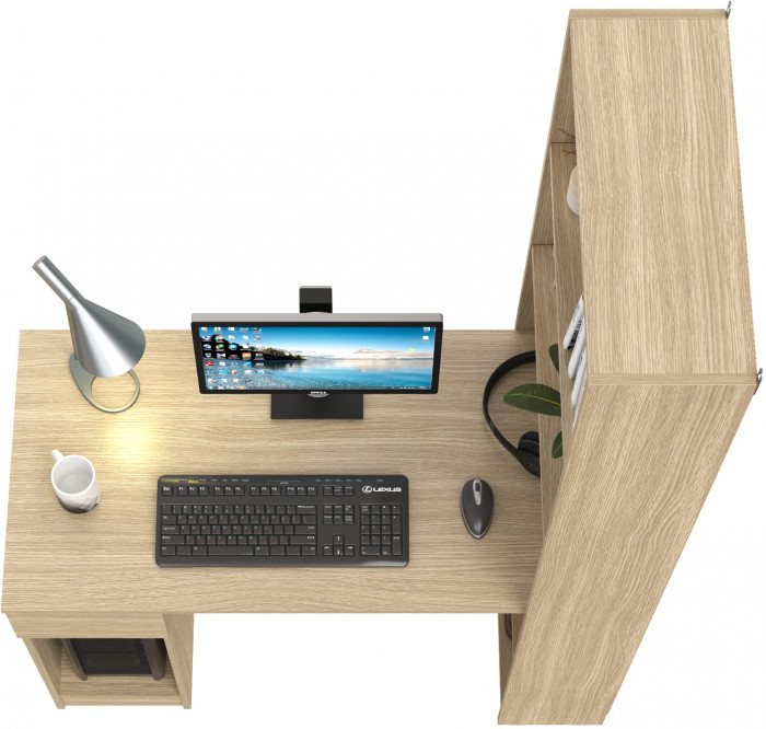 Лайт Шкаф комбинированный 10.01 (Стол письменный), цвет плэйн, ШхГхВ 115,3х58,2х179 см., универсальная сборка(обязательно крепление к стене)