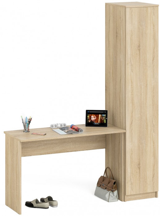 Мори письменный стол МСП1200.1 + Пенал МШ400.1, дуб сонома
