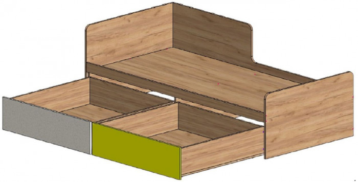 Дастин кровать односпальная 900 с настилом Дуб Крафт золотой / Белая Аляска / Желтый шафран