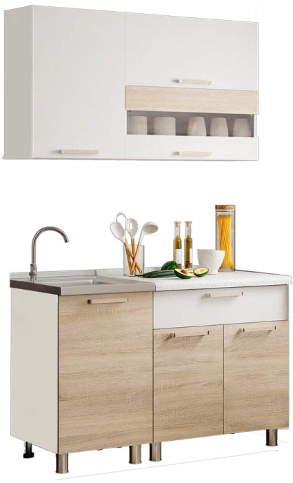 Кухня Айсбери 1,2м ,Белый, Дуб сонома