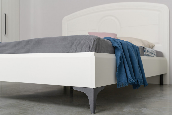 Валенсия Спальня 11.36.01 Кровать + ортопед, цвет ЛДСП белый шагрень/МДФ белый шагрень, ШхГхВ 169,7х204х115,3 см., сп. м. 1600х2000 мм, б/м