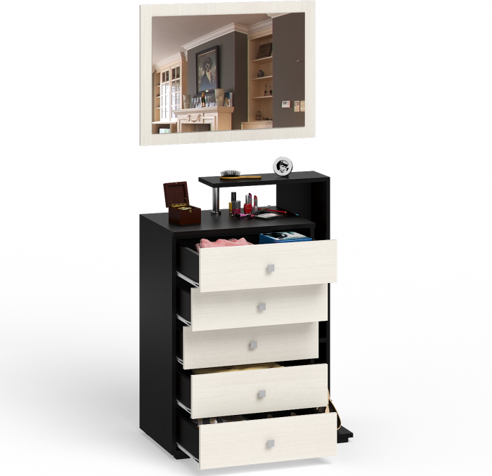 Камелия Комод + Зеркало, цвет венге/дуб лоредо, ШхГхВ 80х46,8х178 см., НЕ универсальная сборка