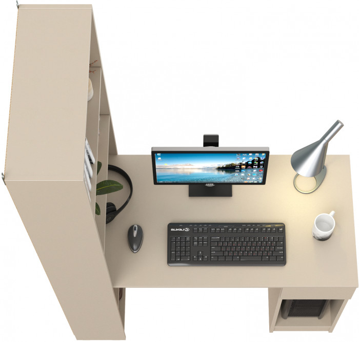 Лайт Шкаф комбинированный 10.01 (Стол письменный), цвет сатин, ШхГхВ 115,3х58,2х179 см., универсальная сборка(обязательно крепление к стене)