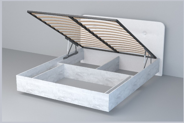 Кровать 1,6 арт.031 (Пуговицы) ПМ (Бетон Светлый/К/з Белый Глянец)