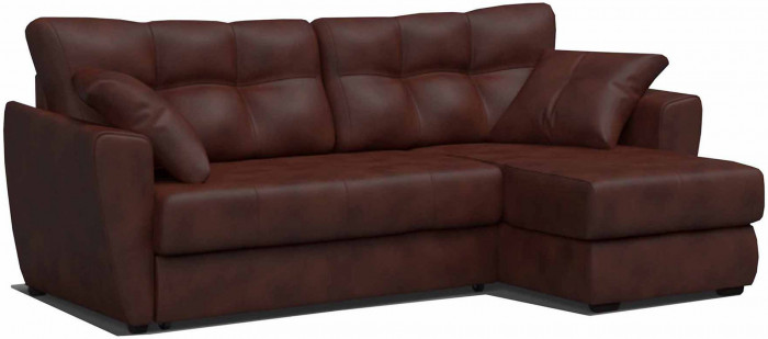 Диван УГЛОВОЙ Амстердам 160 экокожа коричневая, независимый пружинный блок