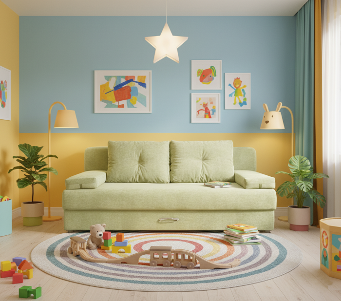 Диван-еврокнижка Амстердам Мини люкс, 150, велюр бежевый