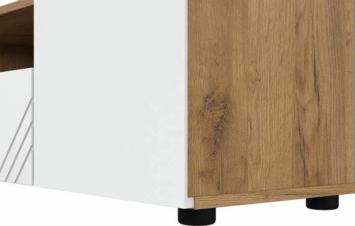 Тумба для ТВ Байкал, Дуб золотой, Белый матовый