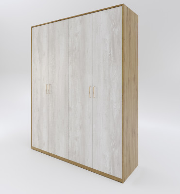 Шкаф для одежды 4-х дверный "Мишель" - Дуб наварра/Бетон пайн светлый