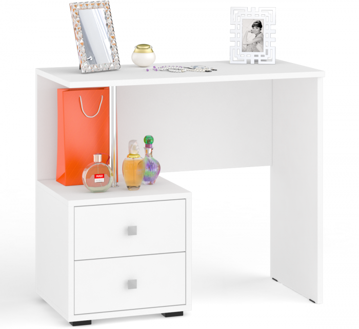Камелия Стол косметический + Зеркало, цвет белый, ШхГхВ 85х40х145 см., НЕ универсальная сборка