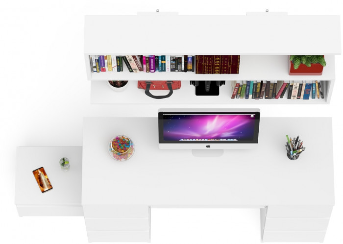 Мори Стол компьютерный МС-2 + Тумба ТМП400.1 + Полка 1200, цвет белый, ШхГхВ 175,8х50х209,6 см., универсальная сборка