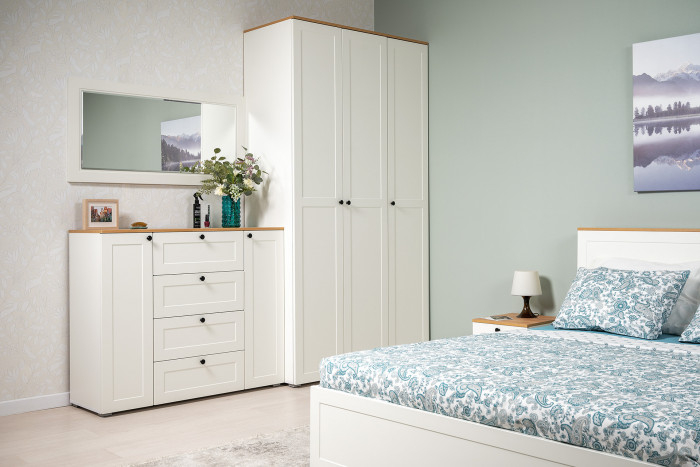 Остин 16.307 Шкаф, белый шагрень/дуб крафт золотой