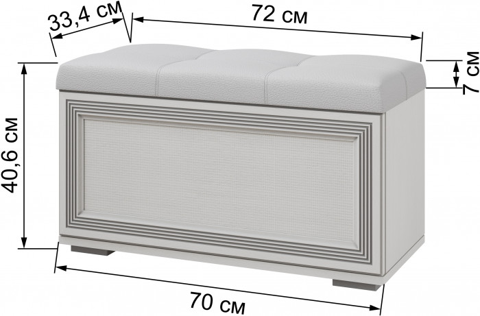 Ливорно Банкетка ЛБ-20 ясень анкор светлый патина серебро