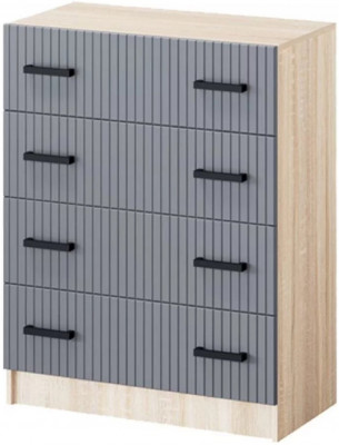 Карина-6 МДФ Комод 4 ящика (Графит, Дуб Сонома)