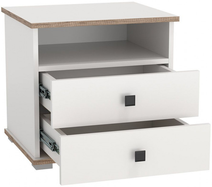 Тумба прикроватная 51.17 Либерти опора h=20мм Белый / Дуб Каньон