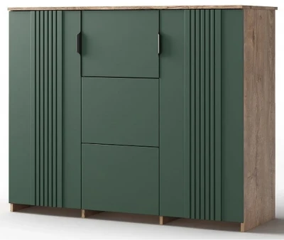 Комод "Герта" - Дуб канзас/Зеленый матовый
