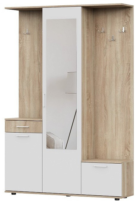Прихожая "ПР 1" Дуб Сонома / Белый (Дуб Сонома / белый)