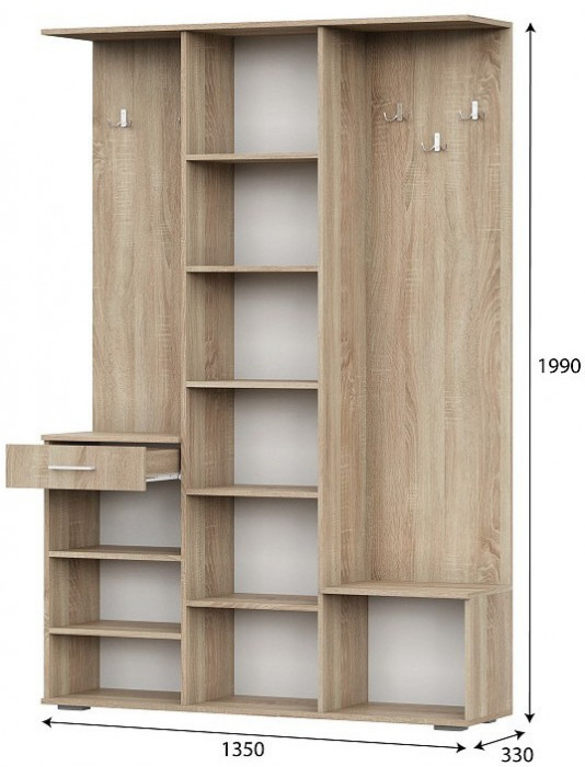 Прихожая "ПР 1" Дуб Сонома / Белый (Дуб Сонома / белый)