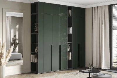 Норд Композиция Шкафов с антресолями + Терминал, Графит/Изумрудный