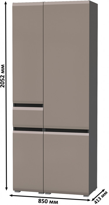 Сидней 13.202 Шкаф с ящиком + Шкаф 13.200, корпус: антрацит/фасады: МДФ веллюто капучино