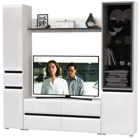 Сидней Комплектация № 054, корпус: белый/чёрный/фасады: МДФ белый глянец