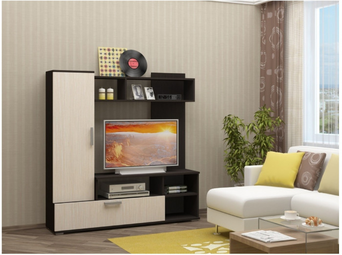 Гостиная Мини ЛДСП (Дуб крафт/ Белый Глянец)