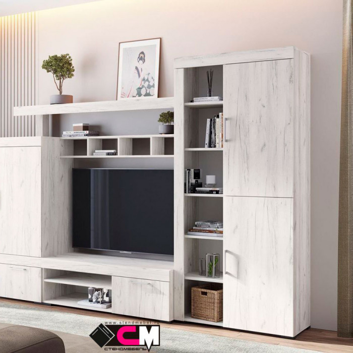 Гранд стеллаж 03 (ШК 4) (0.896х1,944х0,383) дуб крафт белый