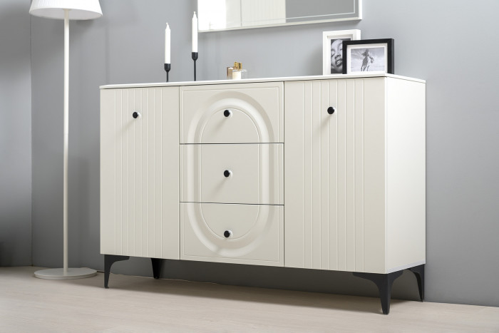 Валенсия Гостиная № 113, ЛДСП белый шагрень/МДФ белый шагрень