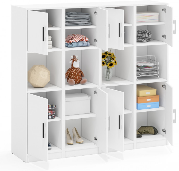 Четыре Пенала С-МД-СК9П к компьютерному столу С-МД-СК9, цвет белый шагрень, ШхГхВ 172х45х160 см., универсальная сборка