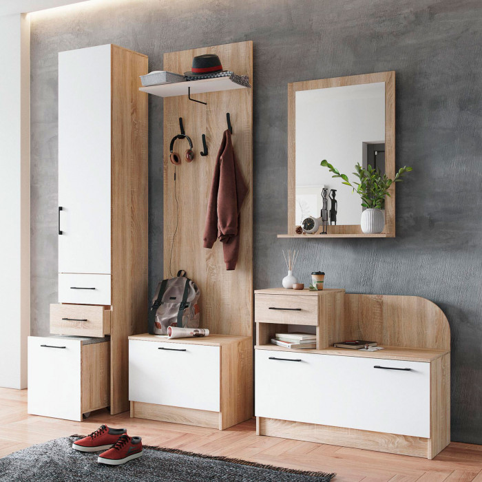 Прихожая Денвер тумба с вешалкой дуб сонома/белый