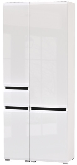 Сидней 13.202 Шкаф с ящиком + Шкаф 13.200, корпус: белый/чёрный/фасады: МДФ белый глянец